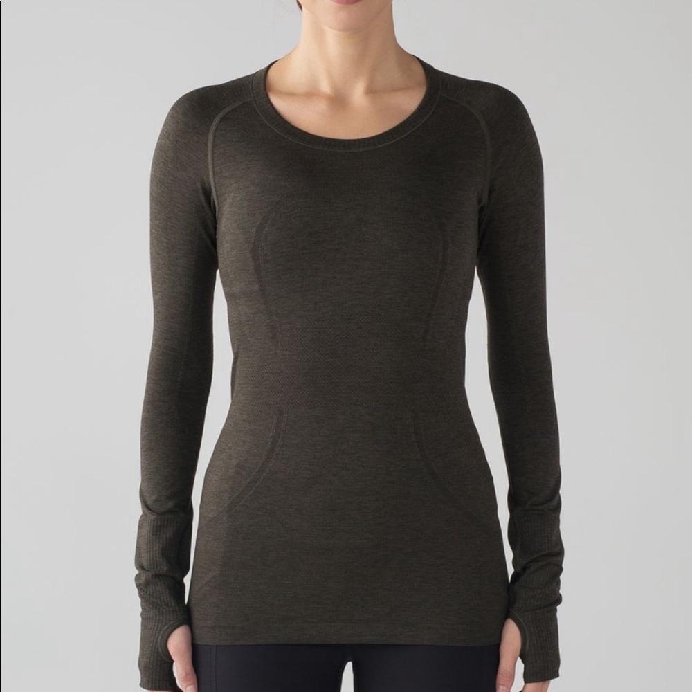 Lululemon Swiftly Tech Long Sleeve in Olive/Black